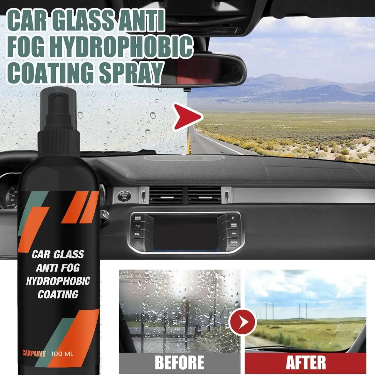 Car Glass Anti-Fog & Rainproof Spray | Streak-Free Windshield Cleaner | Multipurpose Liquid – 2 PCS