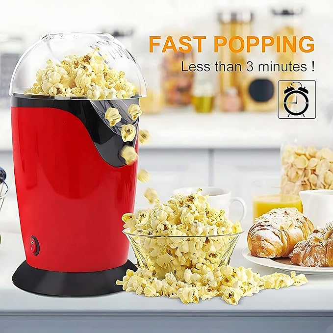 Hot Air Electric Popcorn Maker Machine with 1200W, No oil needed, Healthy and Delicious Snack for Kids, Adults.