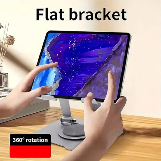 Aluminium Tablet Stand Holder with 360° Rotating Base | Multi Angle Adjustments | Rotating Base Tablet Stand
