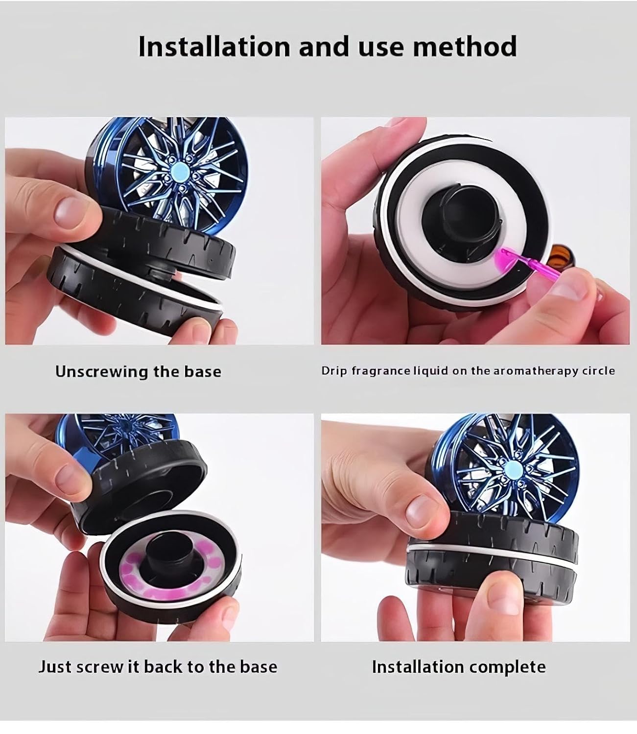 Rotating Alloy Wheel Car Dashboard Air Freshener | Stylish Rotating Alloy Wheel Car Air Freshener | Solar Car Dashboard Accessories