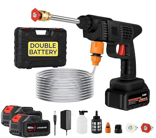 Car Washer High Pressure Gun Rechargeable with 2 Batteries | Car Washing Pump | Water Pressure Gun for Car Wash | Gardening, Cleaning