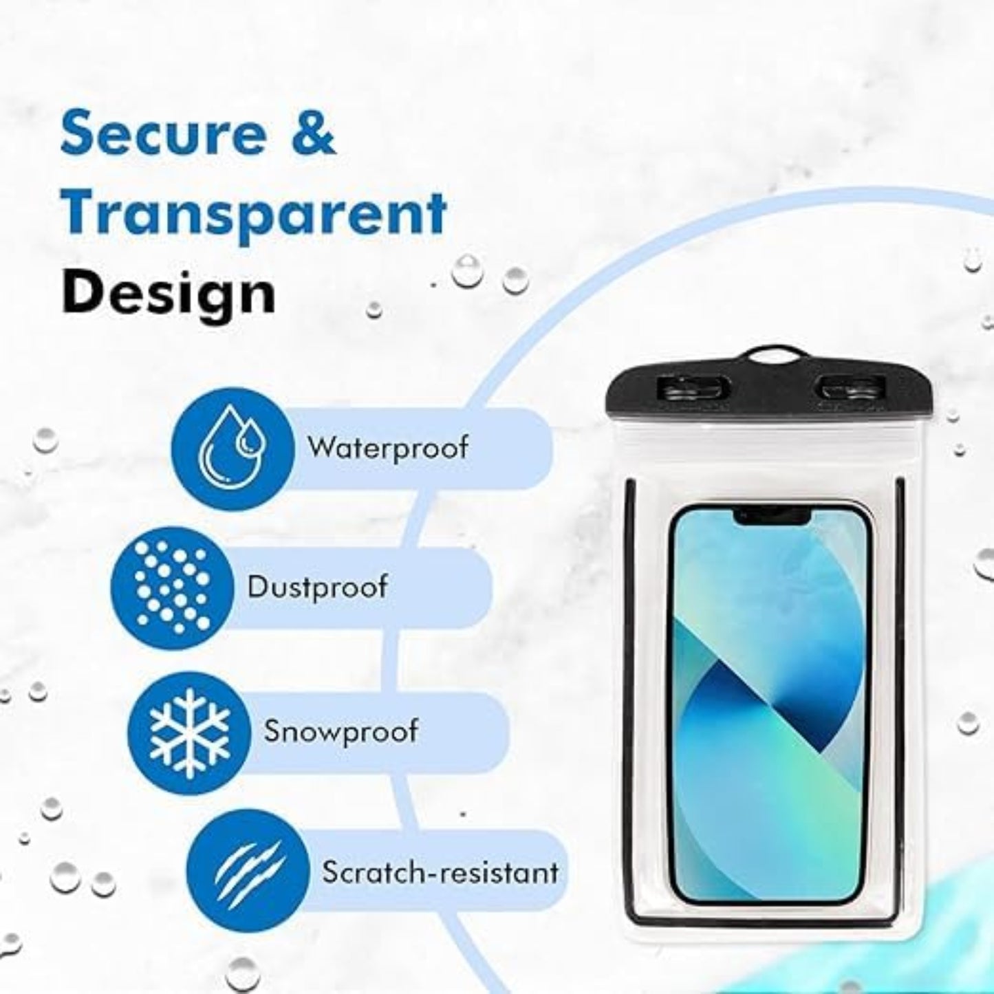 Waterproof Mobile Pouch Cover for All Mobiles | Cellphone Dry Bag Compatible for iPhone, Samsung, Mi, Redmi, Oppo, VIVO, All Other Smartphones