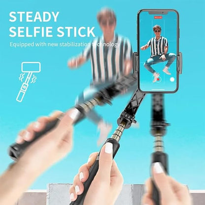 Q08 Mini Gimbal Anti-Shake 1-Axis STABILIZER Extendable Selfie Stick Tripod | Wireless Remote for Smartphone | Black