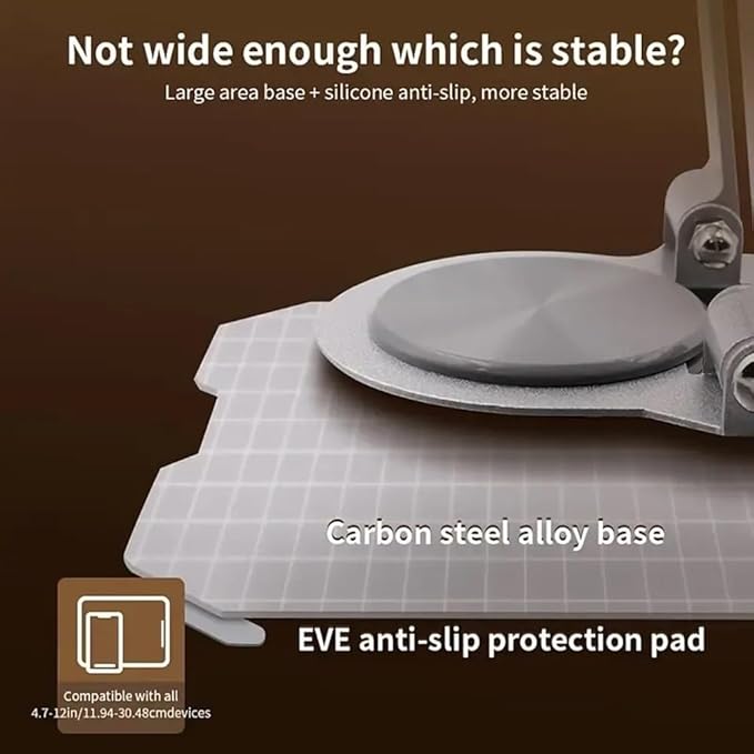 Aluminium Tablet Stand Holder with 360° Rotating Base | Multi Angle Adjustments | Rotating Base Tablet Stand