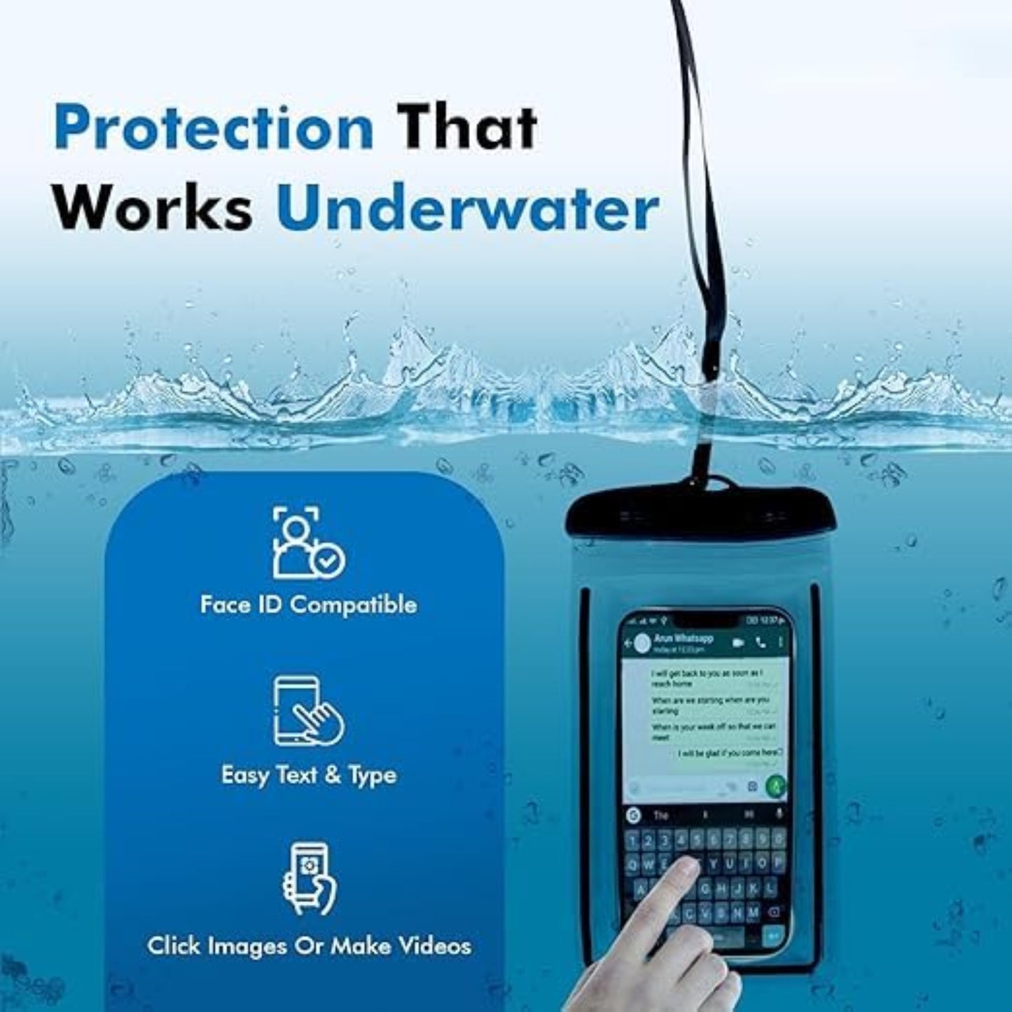 Waterproof Mobile Pouch Cover for All Mobiles | Cellphone Dry Bag Compatible for iPhone, Samsung, Mi, Redmi, Oppo, VIVO, All Other Smartphones