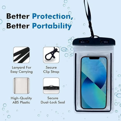 Waterproof Mobile Pouch Cover for All Mobiles | Cellphone Dry Bag Compatible for iPhone, Samsung, Mi, Redmi, Oppo, VIVO, All Other Smartphones