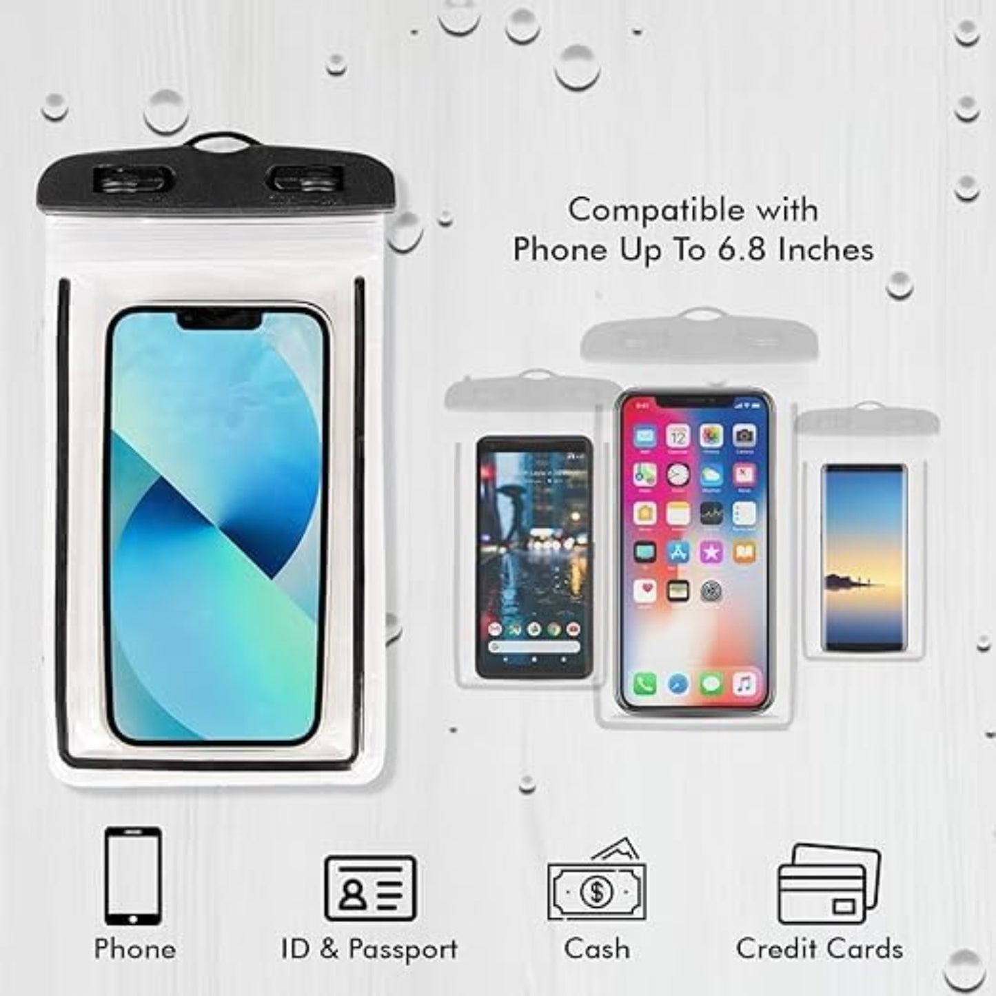 Waterproof Mobile Pouch Cover for All Mobiles | Cellphone Dry Bag Compatible for iPhone, Samsung, Mi, Redmi, Oppo, VIVO, All Other Smartphones