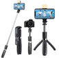 Extendable Flash 3-in-1 Selfie Stick Tripod with Bluetooth Remote | Rechargeable LED Light with Two Brighness Levels for Make up, Selfie, Vlogging & Photo Shoot