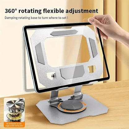 Aluminium Tablet Stand Holder with 360° Rotating Base | Multi Angle Adjustments | Rotating Base Tablet Stand